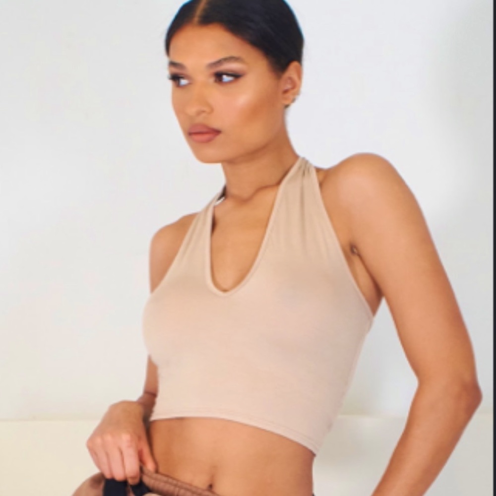PLT Stone Basic Halter neck Crop Top